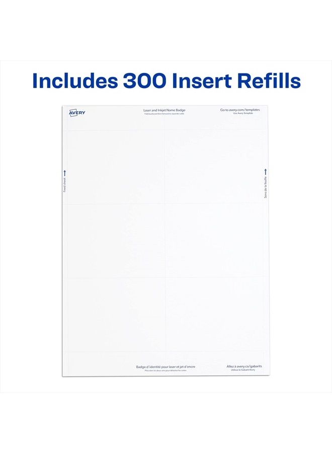 AVERY أفيري إدخالات شارات الأسماء، طباعة أو كتابة، 3 × 4 بوصة، 300 إعادة تعبئة من ورق الكارد، (5392)، أبيض - Image 4