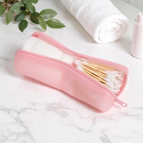 Visfresh Cotton Round Swab Travel Case, 2 in 1 Portable Hair Accessories Organizer, Hair Tie and Bobby Pin Holder, Travel Qtips Case, Purse Organization, Floss Holder (Pink) - Image 3