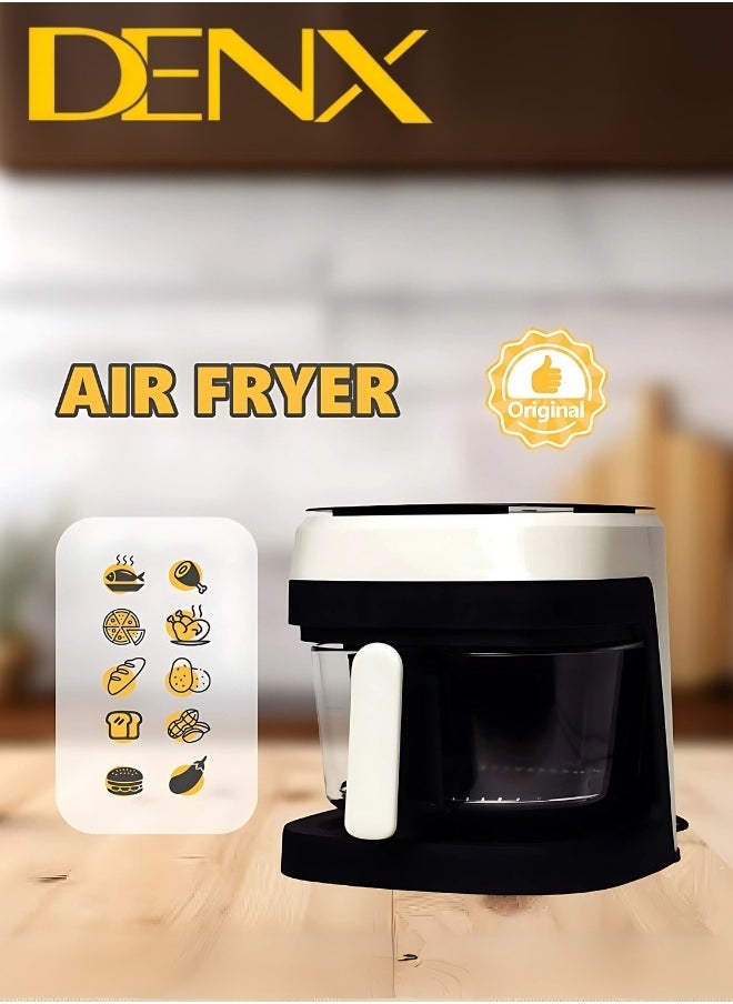 Denx - Air Fryer for Healthy Frying, Grilling, Baking, and Roasting, 6-Liter Capacity, 2400 Watts, White/Black - Image 1