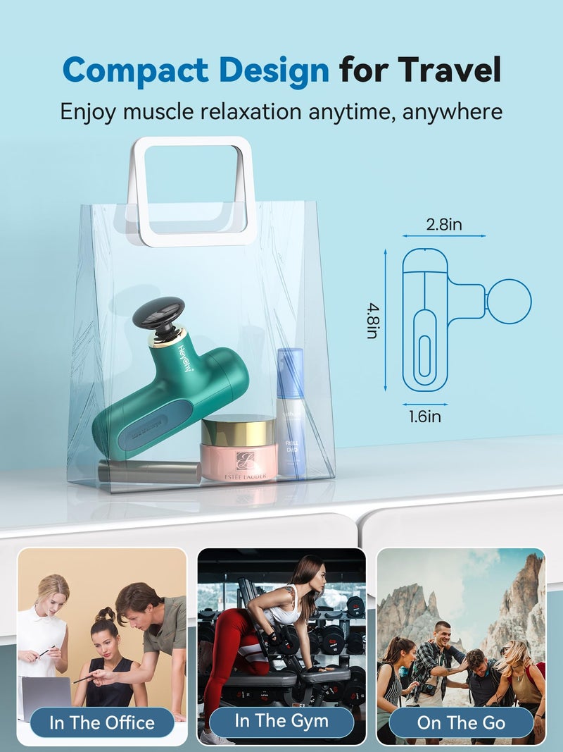 HEYCHY Super Mini Massage Gun, Percussion Deep Tissues Muscle Massager, Travel Massage Gun, Compact Sports Massager, Portable Handheld Massager for Office Gifts for Her, Home, Athletes - Image 5