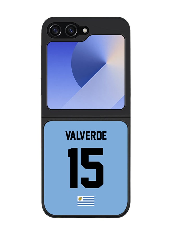 Stylizedd Rugged Black edge case for Samsung Galaxy Z Flip7 FE, Slim fit Case Flexible TPU Gel Thin Cover - Football Team - Uruguay , Player Name - Valverde - Image 1