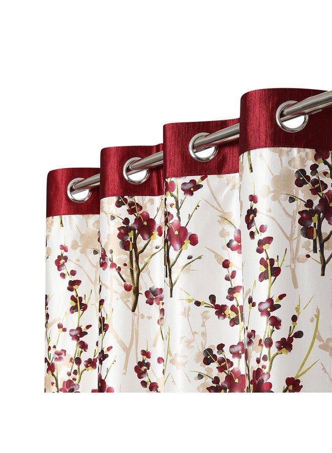 Ultica Fab® Curtains 9 Feet Long Set of 3 | Printed Floral Eyelet Curtains for Living Room, Home, Office, Bedroom Kitchen, 9 Feet, Maroon - Image 3