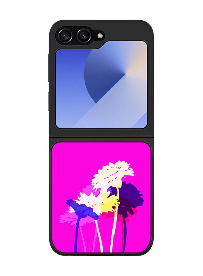 Stylizedd Rugged Black edge case for Samsung Galaxy Z Flip7 FE, Slim fit Soft Case Flexible Anti Drop TPU Gel Thin Cover -  Bleeding Flowers (Pink) - Image 1