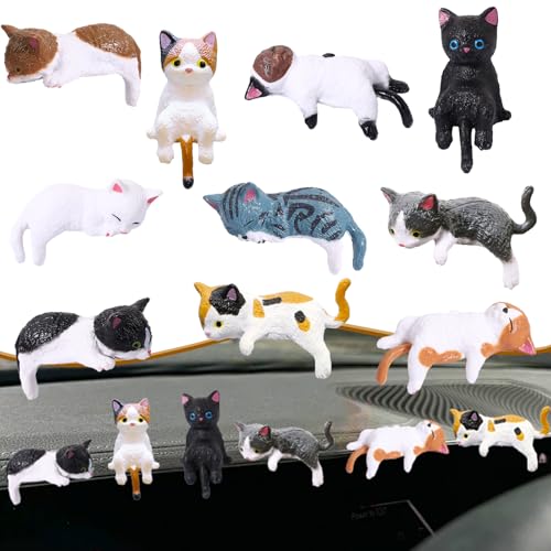 Exasinine 10Pcs Mini Cat Car Interior Accessories Decorations Cute Cat Car Dashboard Decor Funny Rear View Mirror Gift - Image 1