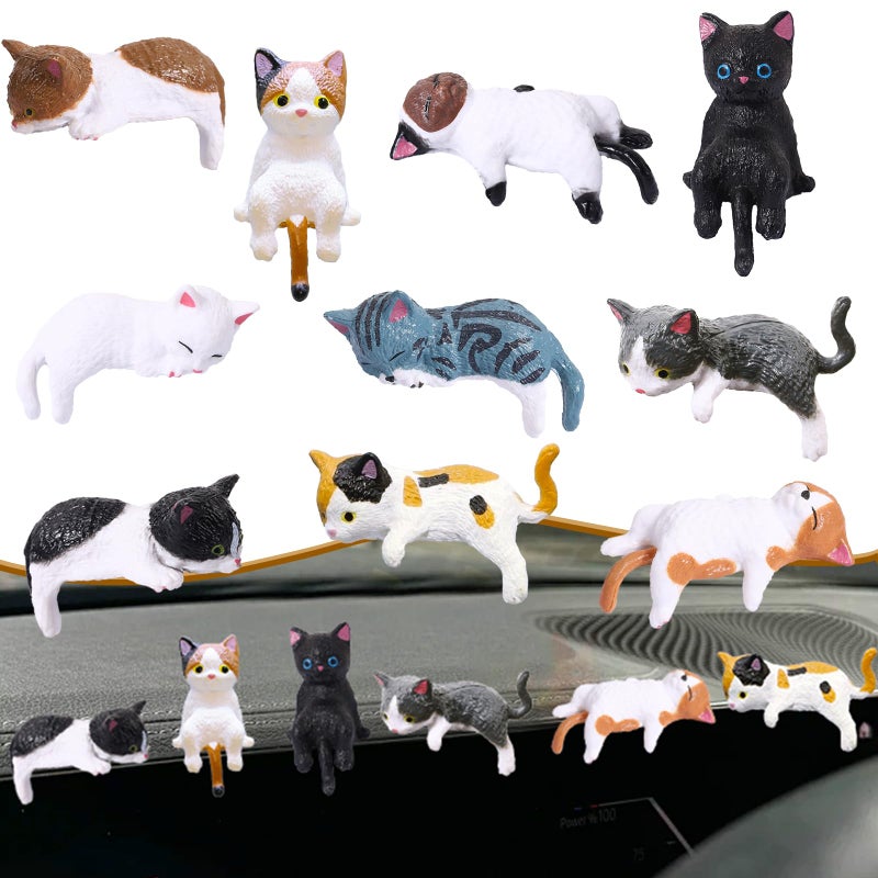 Exasinine 10Pcs Mini Cat Car Interior Accessories Decorations Cute Cat Car Dashboard Decor Funny Rear View Mirror Gift - Image 3