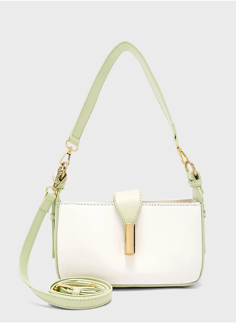 ايلا Metal Trim Detail Crossbody Bag With Long Strap