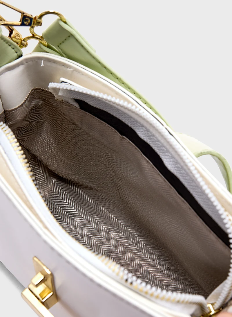 ايلا Metal Trim Detail Crossbody Bag With Long Strap