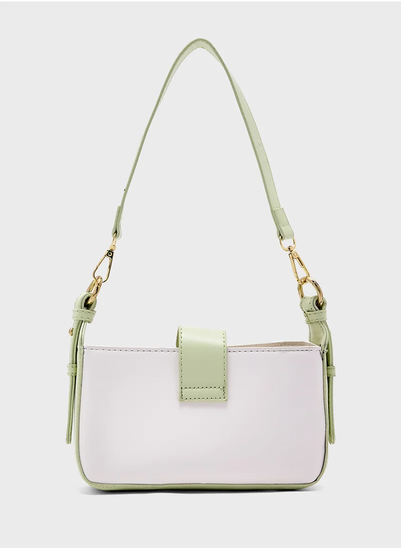 ايلا Metal Trim Detail Crossbody Bag With Long Strap