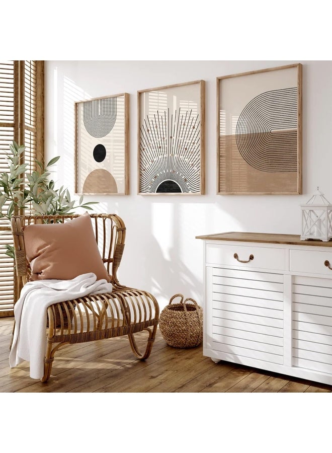 Baccone Mid Century Modern Wall Art Set of 3 Neutral Boho Art Prints - Image 1