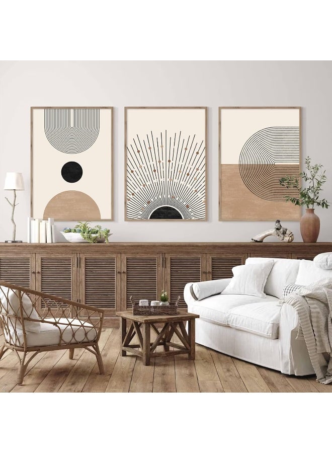 Baccone Mid Century Modern Wall Art Set of 3 Neutral Boho Art Prints - Image 5