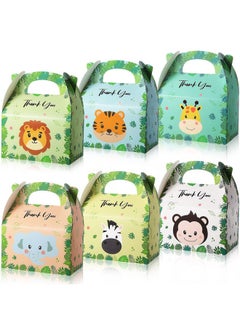 Marspark 12 Pcs Zoo Party Box Safari Party Favor For Kids Baby Jungle Animal Party Bags Treat Boxes Goodie Bags Safari Themed Birthday Party Supplies Decorations  - Image 1