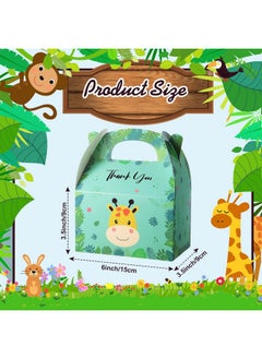 Marspark 12 Pcs Zoo Party Box Safari Party Favor For Kids Baby Jungle Animal Party Bags Treat Boxes Goodie Bags Safari Themed Birthday Party Supplies Decorations  - Image 3