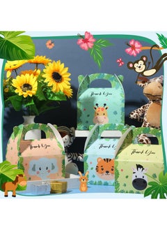 Marspark 12 Pcs Zoo Party Box Safari Party Favor For Kids Baby Jungle Animal Party Bags Treat Boxes Goodie Bags Safari Themed Birthday Party Supplies Decorations  - Image 4