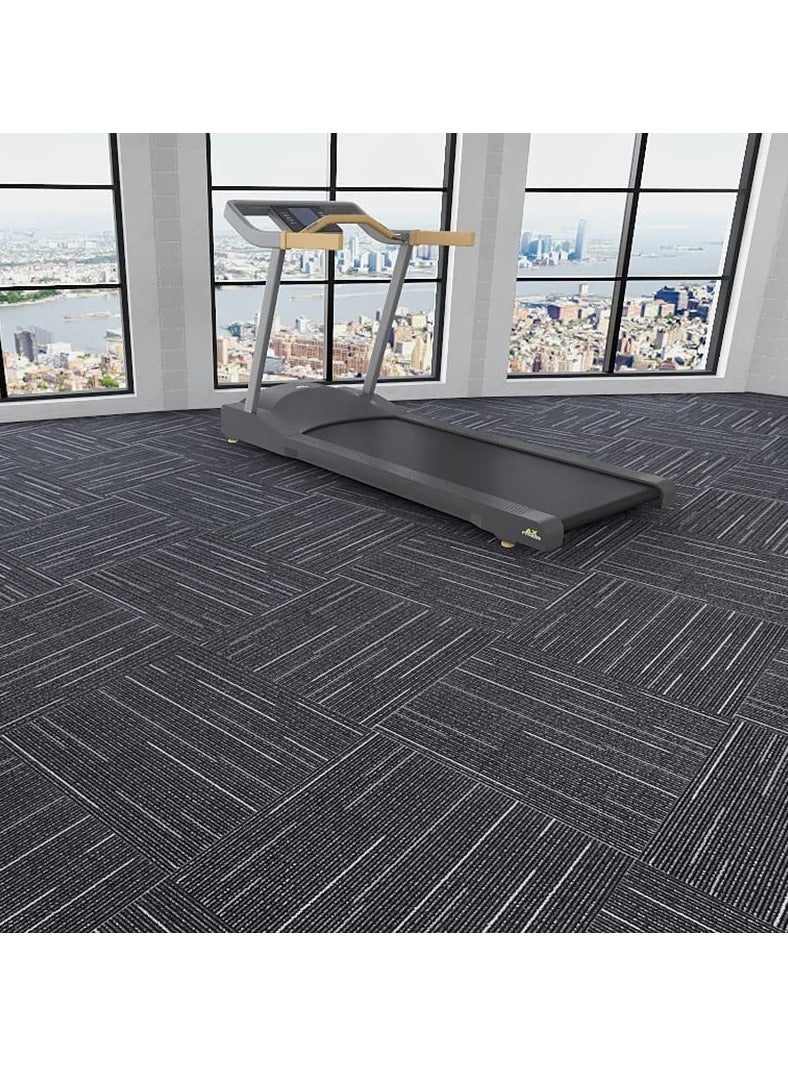 Rubik Carpet Tiles with PVC Padding Attached (Covers Estimated 24sqft) Commercial Grade Non-Slip Indoor Nordic Style Floor Tiles For Home Office Gym, Polypropylene, 50cmx50cm/1 Tile(9 Tiles Black)  - Image 1