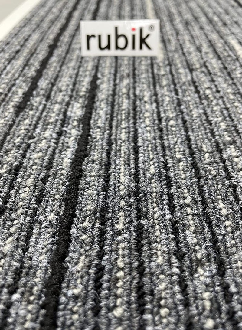 Rubik Carpet Tiles with PVC Padding Attached (Covers Estimated 24sqft) Commercial Grade Non-Slip Indoor Nordic Style Floor Tiles For Home Office Gym, Polypropylene, 50cmx50cm/1 Tile(9 Tiles Black)  - Image 4