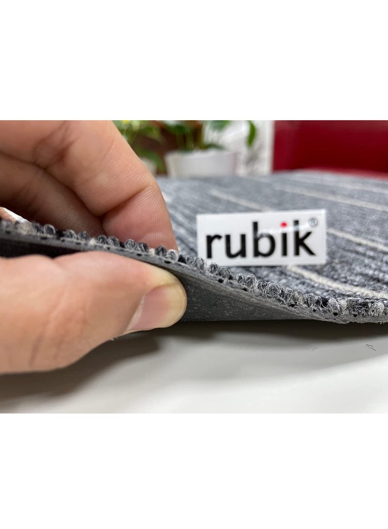 Rubik Carpet Tiles with PVC Padding Attached (Covers Estimated 24sqft) Commercial Grade Non-Slip Indoor Nordic Style Floor Tiles For Home Office Gym, Polypropylene, 50cmx50cm/1 Tile(9 Tiles Black)  - Image 3