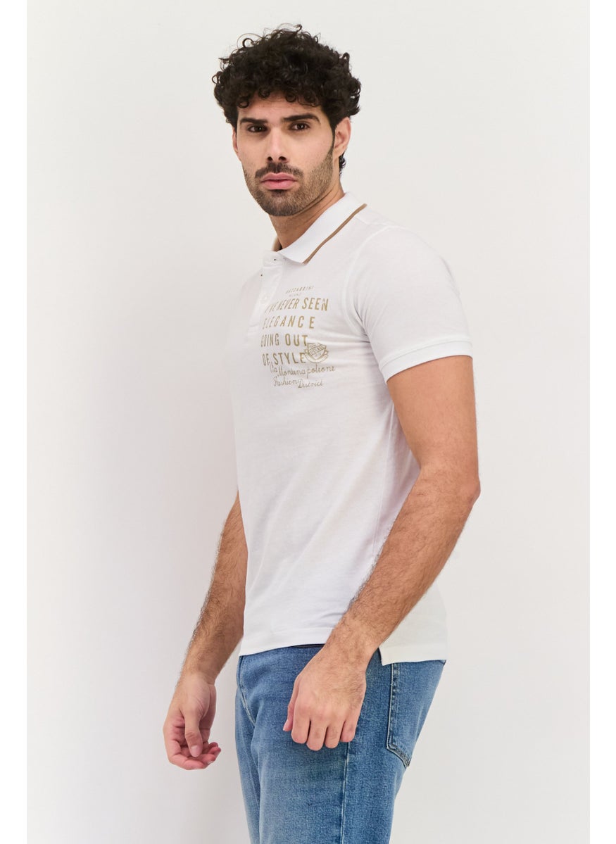 Gazzarrini Men Regular Fit Graphic Short Sleeve Polo Shirt, White  - Image 4