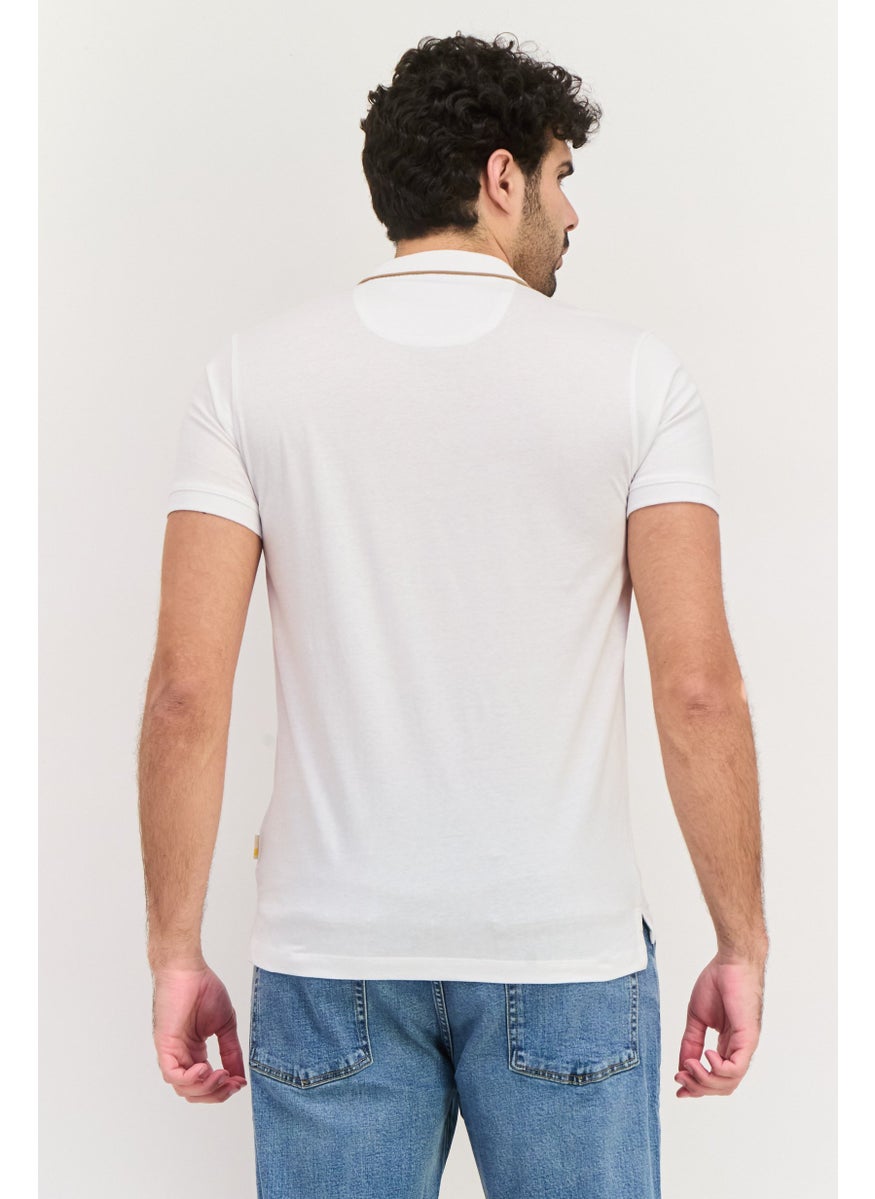 Gazzarrini Men Regular Fit Graphic Short Sleeve Polo Shirt, White  - Image 2