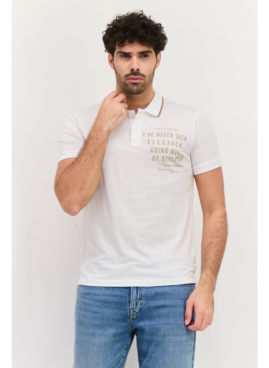 Gazzarrini Men Regular Fit Graphic Short Sleeve Polo Shirt, White  - Image 1