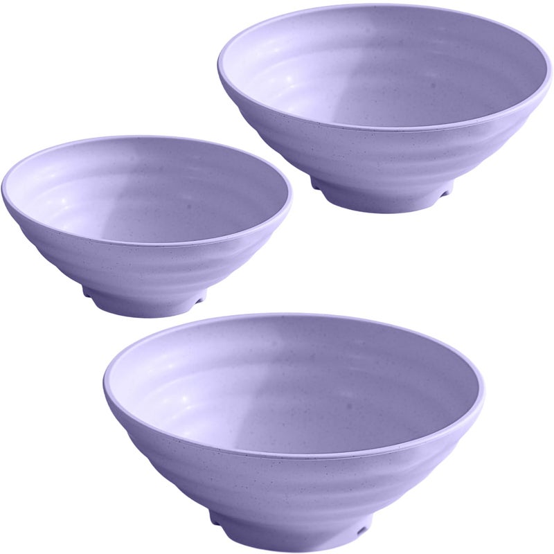 pepplo Large Unbreakable Cereal Wheat Straw Bowl Bpa Free Salad Dessert Soup Oatmeal Fruit Party Dessert Cereal Pasta Oatmeal Serving Bowl Microwave Safe (1200ml+1500ml+1900ml, Purple, Set of 3) - Image 1