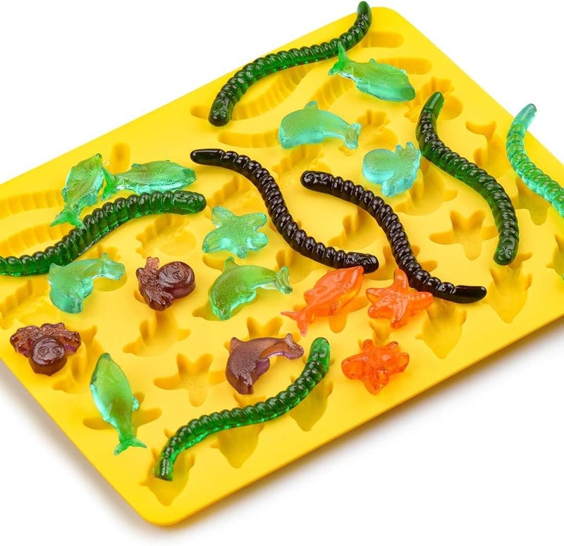 CAKETIME Gummy Molds Hard Candy Molds - Candy Molds Silicone Including Worms, Starfishs, Dolphins, Octopus, Sharks Sea Mold, Pinch Test Approved Pack of 3 Ocean Molds - Image 3