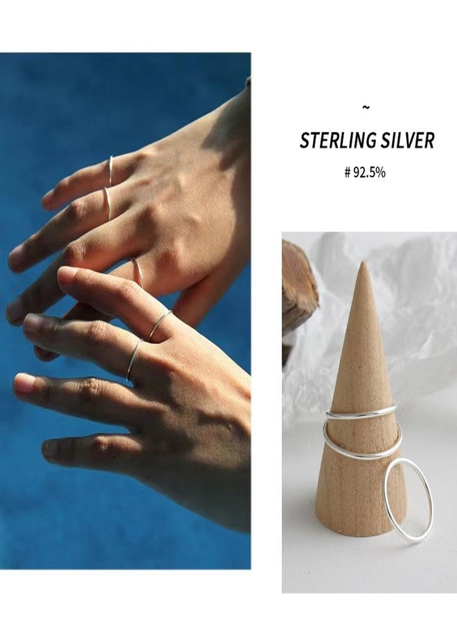 CANDYFANCY 925 Sterling Silver 1.2mm Stacking Midi Thin Rings Pinky Ring Stack Knuckle Rings Band Silver Toe Ring Size 3.5 - Image 2