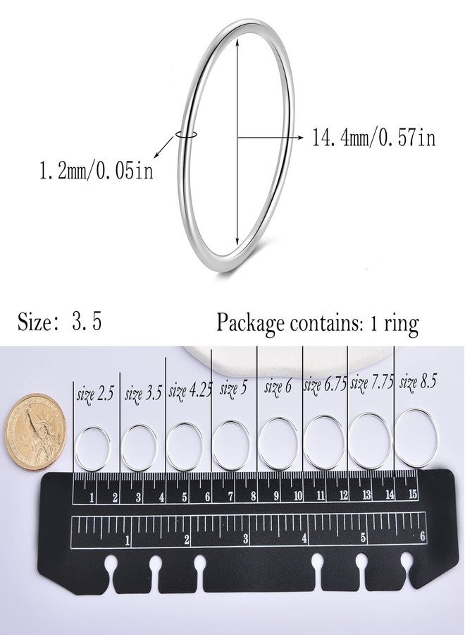 CANDYFANCY 925 Sterling Silver 1.2mm Stacking Midi Thin Rings Pinky Ring Stack Knuckle Rings Band Silver Toe Ring Size 3.5 - Image 5
