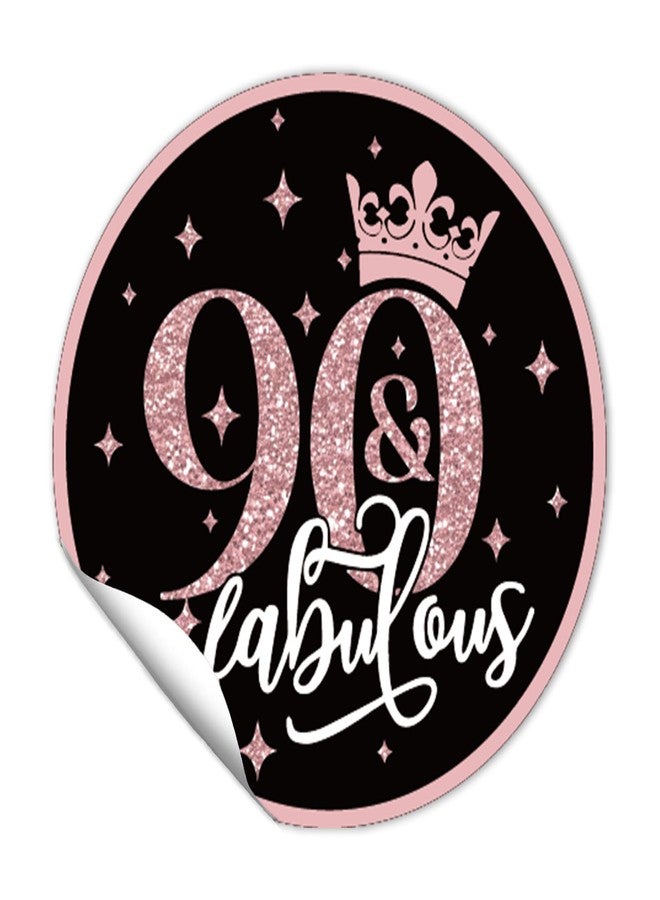 REWIDPARTY 1.5 Inch Round 90th Birthday Stickers（80 Pieces） Rose Gold 90 & Fabulous Stickers 90th Birthday Party Favor Stickers Adhesive Party Stickers 90th Birthday Party Decorations Supplies - Image 1