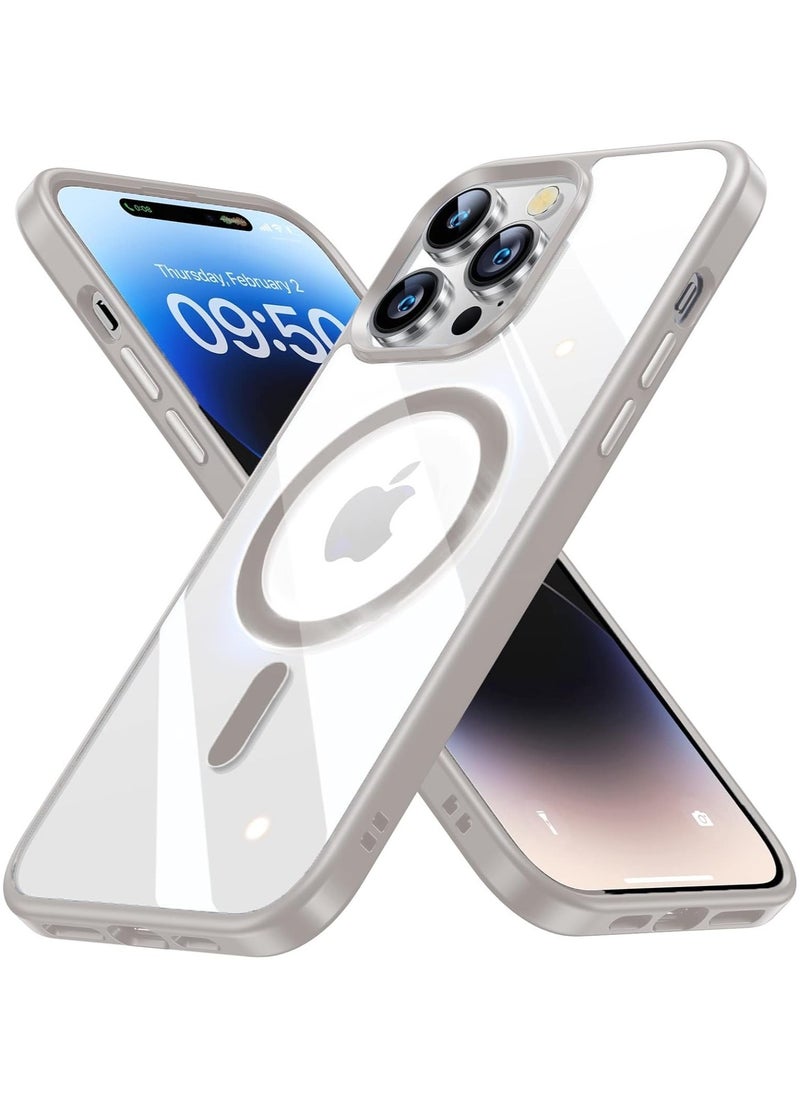 Built in Magnets Compatible with MagSafe Clear Hard PC Back Cover Soft TPU Frame Shockproof Protective Slim Bumper Case for iPhone 11 Pro Max_Titanium