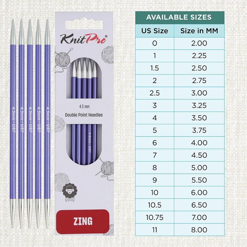 KnitPro Zing Double Pointed Needles 6" (15cm) | US Size 7 (4.5mm) - Image 4