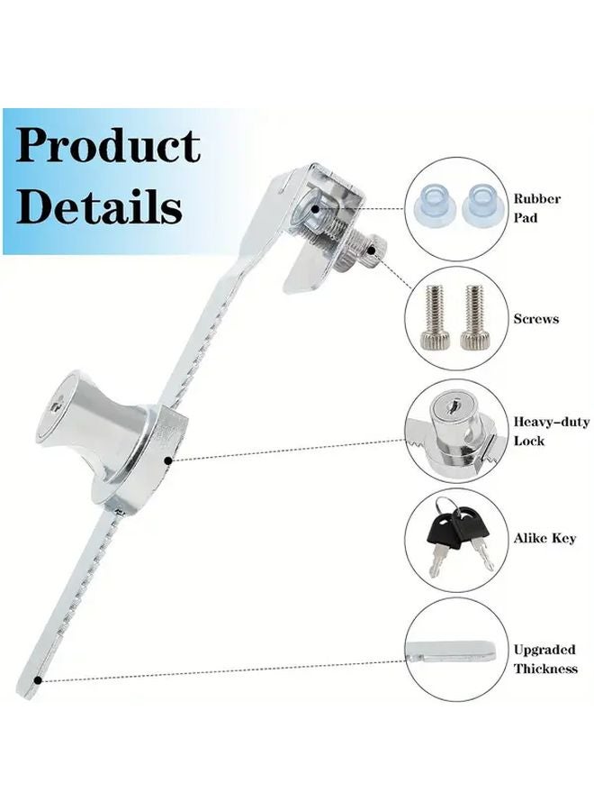 4 أقفال منشار معدنية مصقولة منزلقة مع مفاتيح لخزائن العرض والخزائن الزجاجية - Image 4