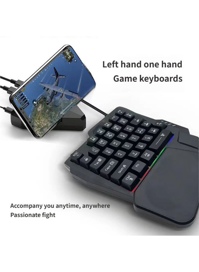 لوحة مفاتيح ألعاب بيد واحدة مع إضاءة خلفية RGB، لوحة مفاتيح ألعاب صغيرة محمولة مكونة من 35 مفتاحًا، وحدة تحكم ألعاب مريحة للاعبي الكمبيوتر الشخصي، متوافقة مع أنظمة Win/Vita/ME/Mac/Linux/IBM/Android - Image 2