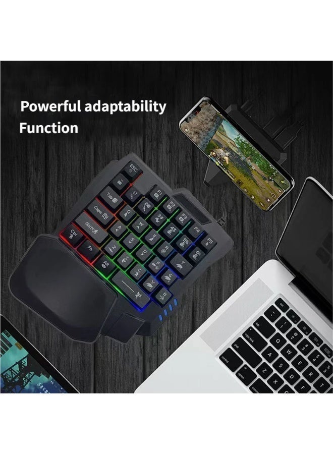 لوحة مفاتيح ألعاب بيد واحدة مع إضاءة خلفية RGB، لوحة مفاتيح ألعاب صغيرة محمولة مكونة من 35 مفتاحًا، وحدة تحكم ألعاب مريحة للاعبي الكمبيوتر الشخصي، متوافقة مع أنظمة Win/Vita/ME/Mac/Linux/IBM/Android - Image 5