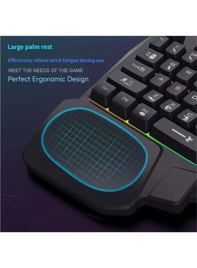 لوحة مفاتيح ألعاب بيد واحدة مع إضاءة خلفية RGB، لوحة مفاتيح ألعاب صغيرة محمولة مكونة من 35 مفتاحًا، وحدة تحكم ألعاب مريحة للاعبي الكمبيوتر الشخصي، متوافقة مع أنظمة Win/Vita/ME/Mac/Linux/IBM/Android - Image 3