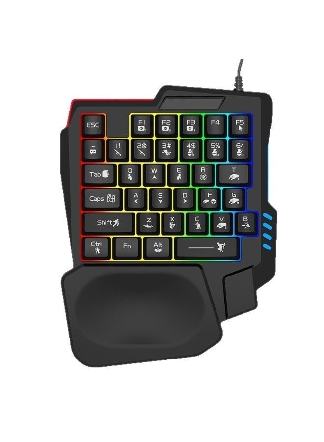 لوحة مفاتيح ألعاب بيد واحدة مع إضاءة خلفية RGB، لوحة مفاتيح ألعاب صغيرة محمولة مكونة من 35 مفتاحًا، وحدة تحكم ألعاب مريحة للاعبي الكمبيوتر الشخصي، متوافقة مع أنظمة Win/Vita/ME/Mac/Linux/IBM/Android - Image 1