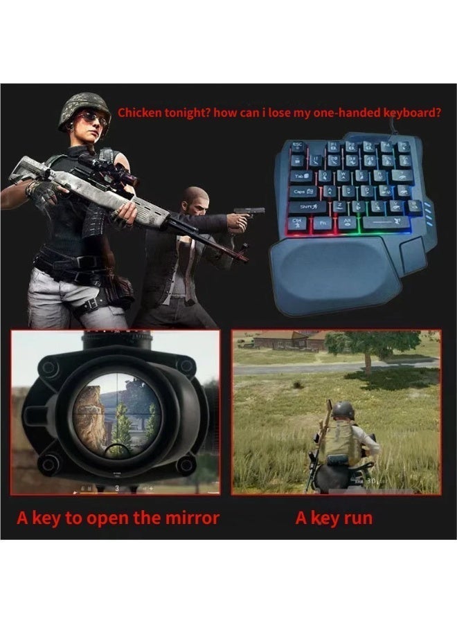 لوحة مفاتيح ألعاب بيد واحدة مع إضاءة خلفية RGB، لوحة مفاتيح ألعاب صغيرة محمولة مكونة من 35 مفتاحًا، وحدة تحكم ألعاب مريحة للاعبي الكمبيوتر الشخصي، متوافقة مع أنظمة Win/Vita/ME/Mac/Linux/IBM/Android - Image 4