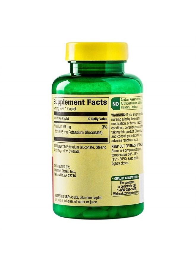 SPRING VALLEY - Potassium Caplets for Heart, Nerve & Muscle Function - Image 1