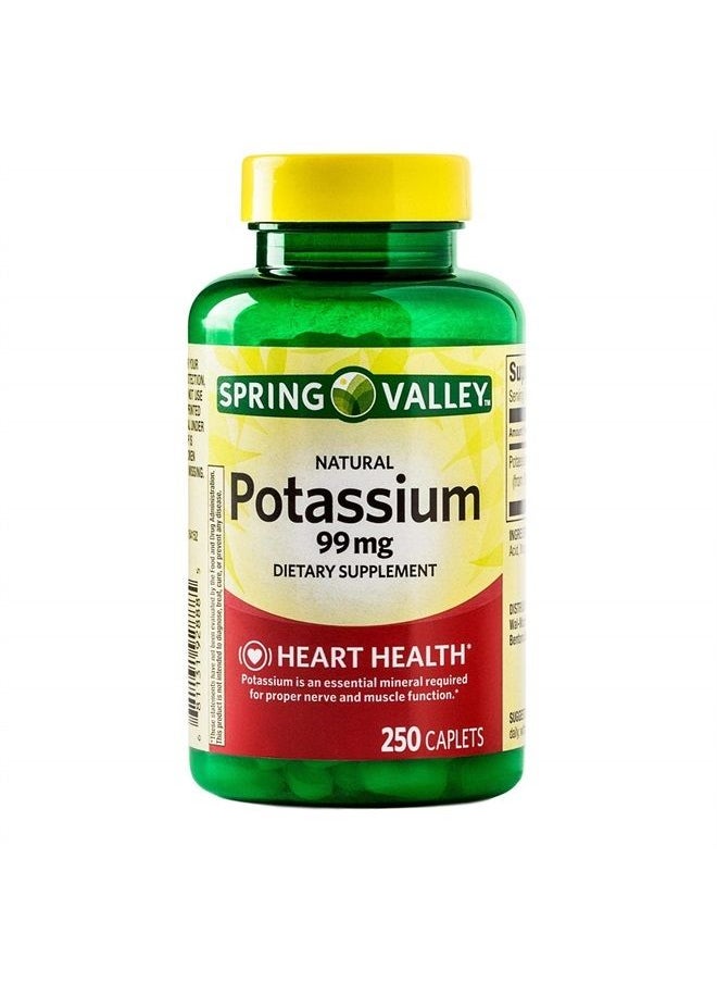 SPRING VALLEY - Potassium Caplets for Heart, Nerve & Muscle Function - Image 1