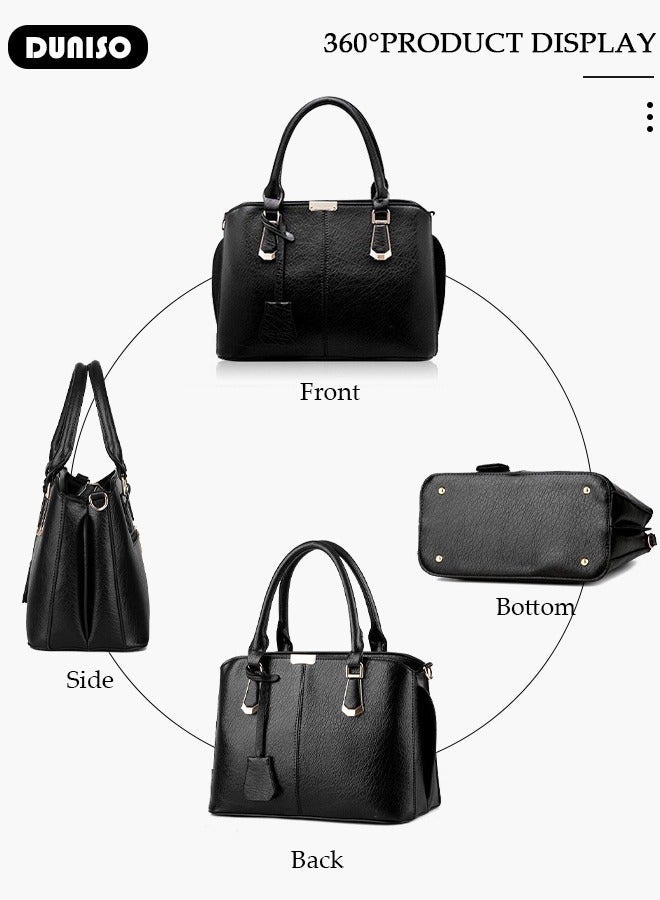 DUNISO Women's Handbag with Removable Shoulder Strap, Soft PU Leather Elegant Tote Bag, Large Capacity Tote Shoulder Bag, Fashion Ladies Satchel Bag for Office Travel Daily - Image 3