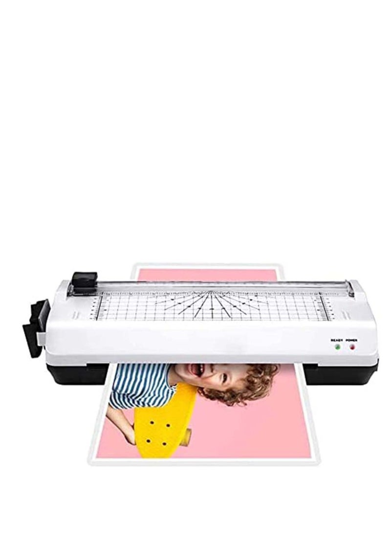 جهاز laminator A4 5 في 1 مع أكياس لامتصاص حراري، آلة قص الورق، وآلة دائري الزوايا للمنزل والمكتب والمدرسة، تسخين سريع بدون فقاعات - Image 1