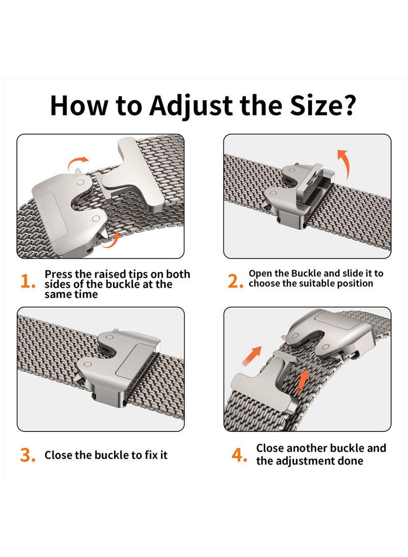 RTYY حلقة ميلانو شبكية متوافقة مع أساور Apple Watch المعدنية Ultra 2 مقاس 49 مم و46 مم من السلسلة 10، حلقة شبكية من الفولاذ المقاوم للصدأ بنسبة 1:1 مع مشبك معدني على شكل مظلة لساعة Apple Watch Series 7 8 9 45 مم وSeries 6 5 4 44 مم، 3/2/1 مقاس 42 مم ومشبك على شكل مظلة لساعة iWatch Ultra 2 Series 10 9 8 7 6 SE 5 4 3 2 - Image 4