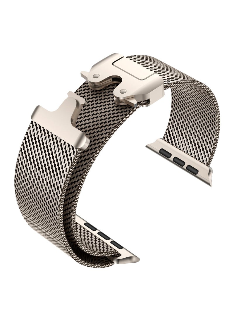 RTYY حلقة ميلانو شبكية متوافقة مع أساور Apple Watch المعدنية Ultra 2 مقاس 49 مم و46 مم من السلسلة 10، حلقة شبكية من الفولاذ المقاوم للصدأ بنسبة 1:1 مع مشبك معدني على شكل مظلة لساعة Apple Watch Series 7 8 9 45 مم وSeries 6 5 4 44 مم، 3/2/1 مقاس 42 مم ومشبك على شكل مظلة لساعة iWatch Ultra 2 Series 10 9 8 7 6 SE 5 4 3 2 - Image 5