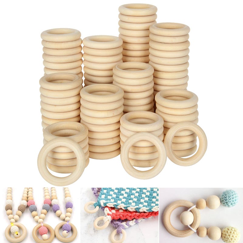 300 PCS Wooden Rings for Crafts 16 Inch Smooth Solid Natural Unfinished Wood Rings for Macrame Pendant DIY Wood Hoops Connectors Jewelry Making