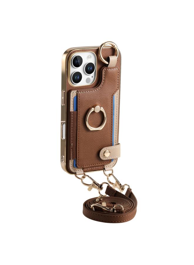 erorex Case For iPhone 16 Pro Fashion Ring Card Bag Phone Case with Hang Loop - Image 4