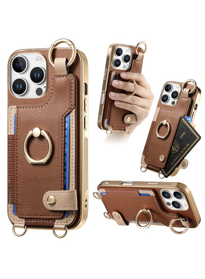 erorex Case For iPhone 16 Pro Fashion Ring Card Bag Phone Case with Hang Loop - Image 1