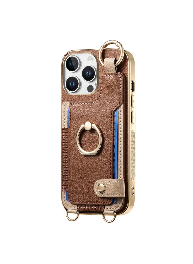 erorex Case For iPhone 16 Pro Fashion Ring Card Bag Phone Case with Hang Loop - Image 2