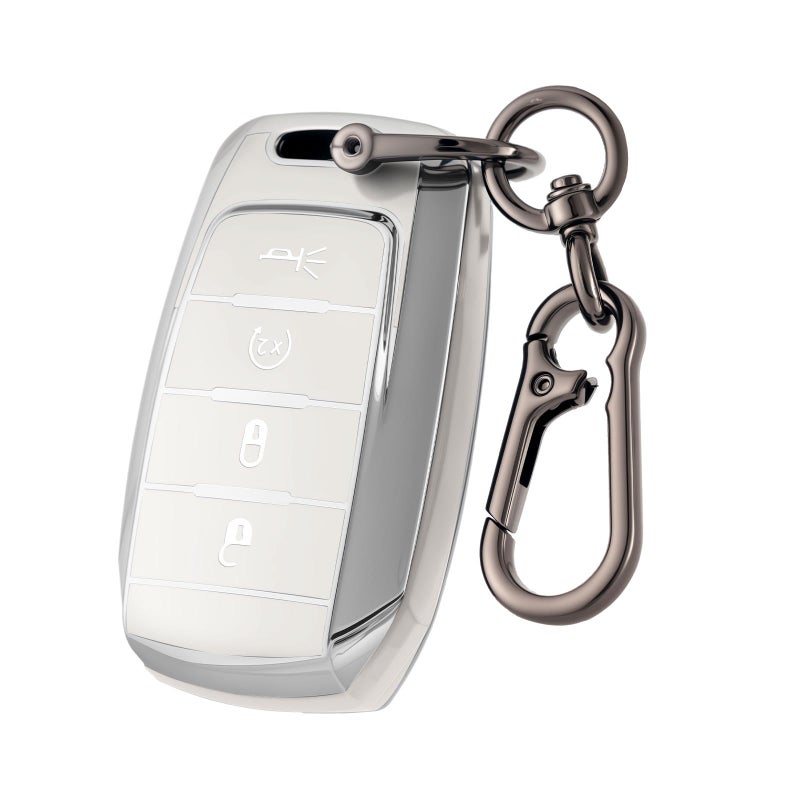 CHATYYD Key fob Cover for Dodge Ram with KeychainSoft TPU Car Key Cover Case for Dodge Ram 1500 2019 2020 2021 2022 Accessories4 Buttons White - Image 3