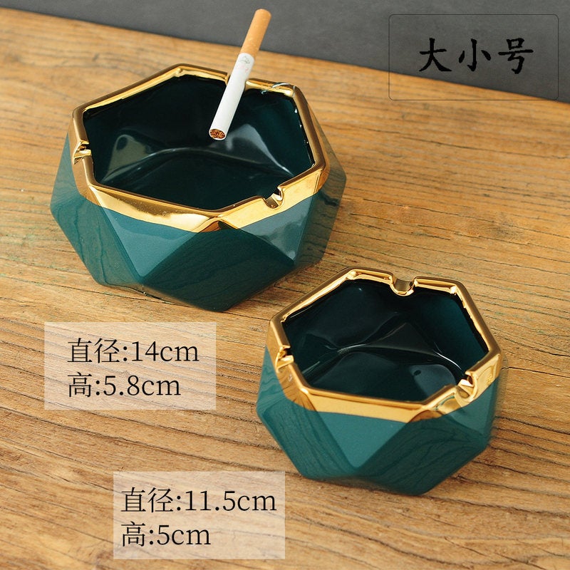 New Chinese Ashtray Anti-Fly Ash Ceramic Creative Room Desktop Birthday Gift Living Room Office Factory - Image 1