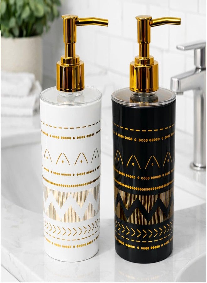 LAGET® 300ml Soap Dispenser Set of 2 – White Black with Golden Print Handwash Dispenser Bottle with Gold Pump | Liquid Soap Dispenser for Wash Basin, Kitchen Sink & Bathroom Accessories - Image 3