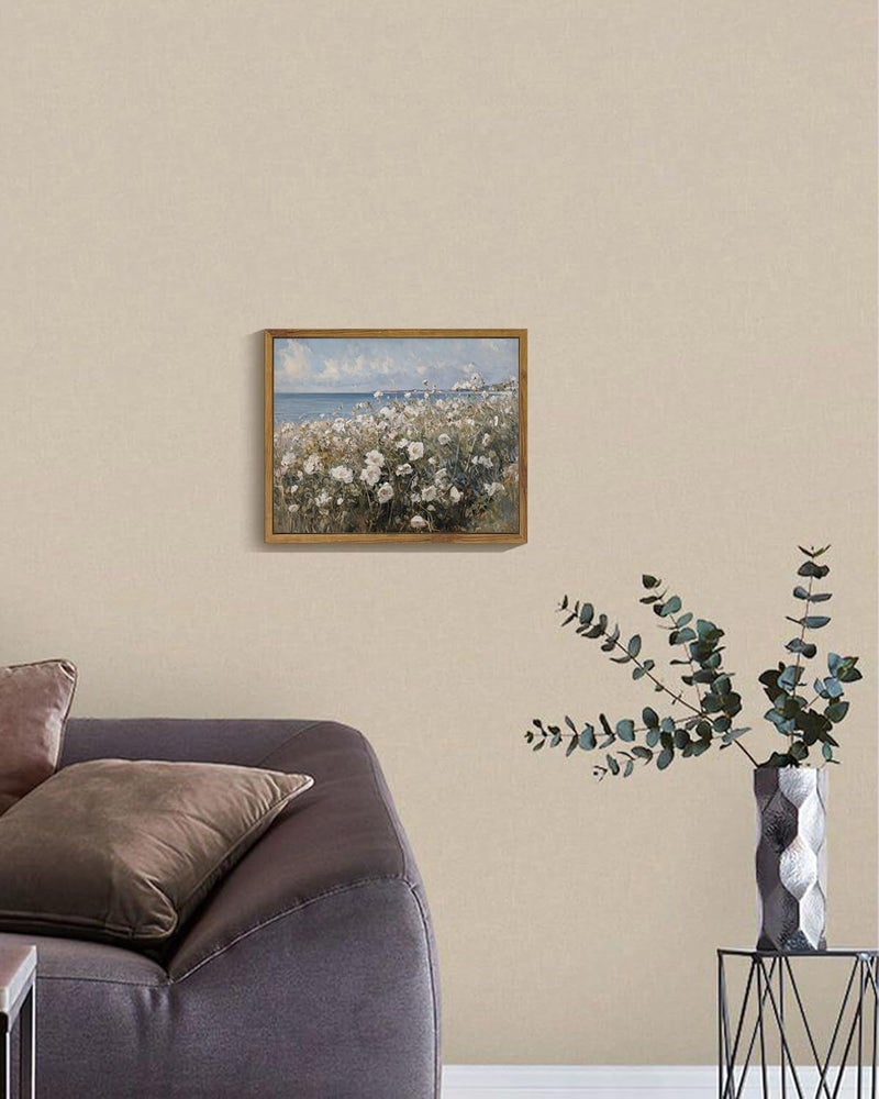 KISSFOX Framed Wall Art Vintage Wall Decor Coastal Pictures Flower Canvas Art Roses Floral Paintings Summer Aesthetic Artwork For Bedroom Living Room Kitchen - Image 2